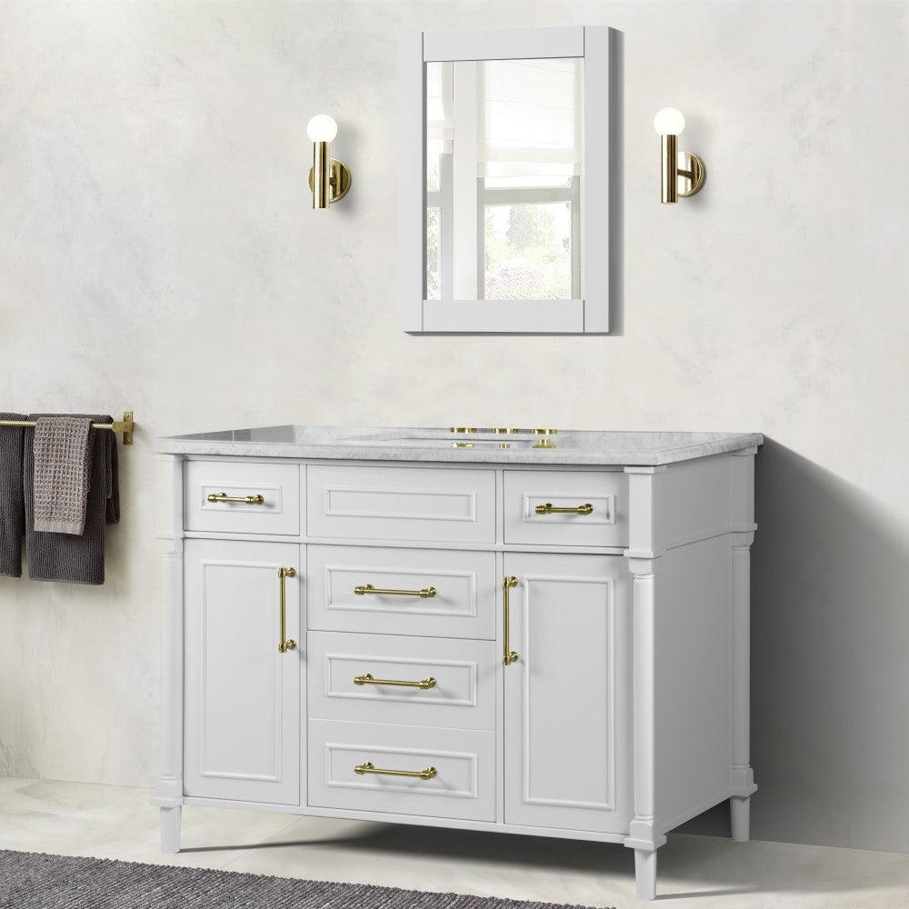 Bellaterra 48" Single Vanity with White Carrara Marble Top 800632-48SGD, White, Front