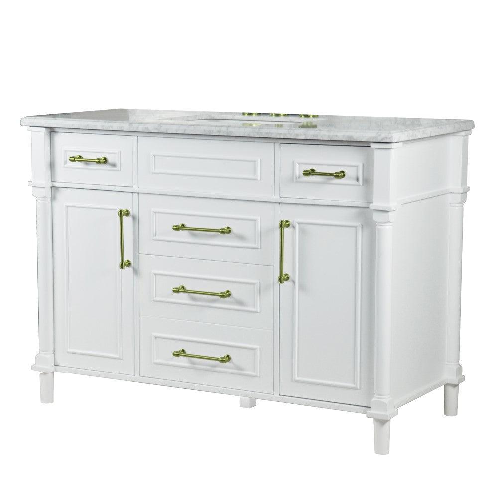 Bellaterra 48" Single Vanity with White Carrara Marble Top 800632-48SGD, White, Front