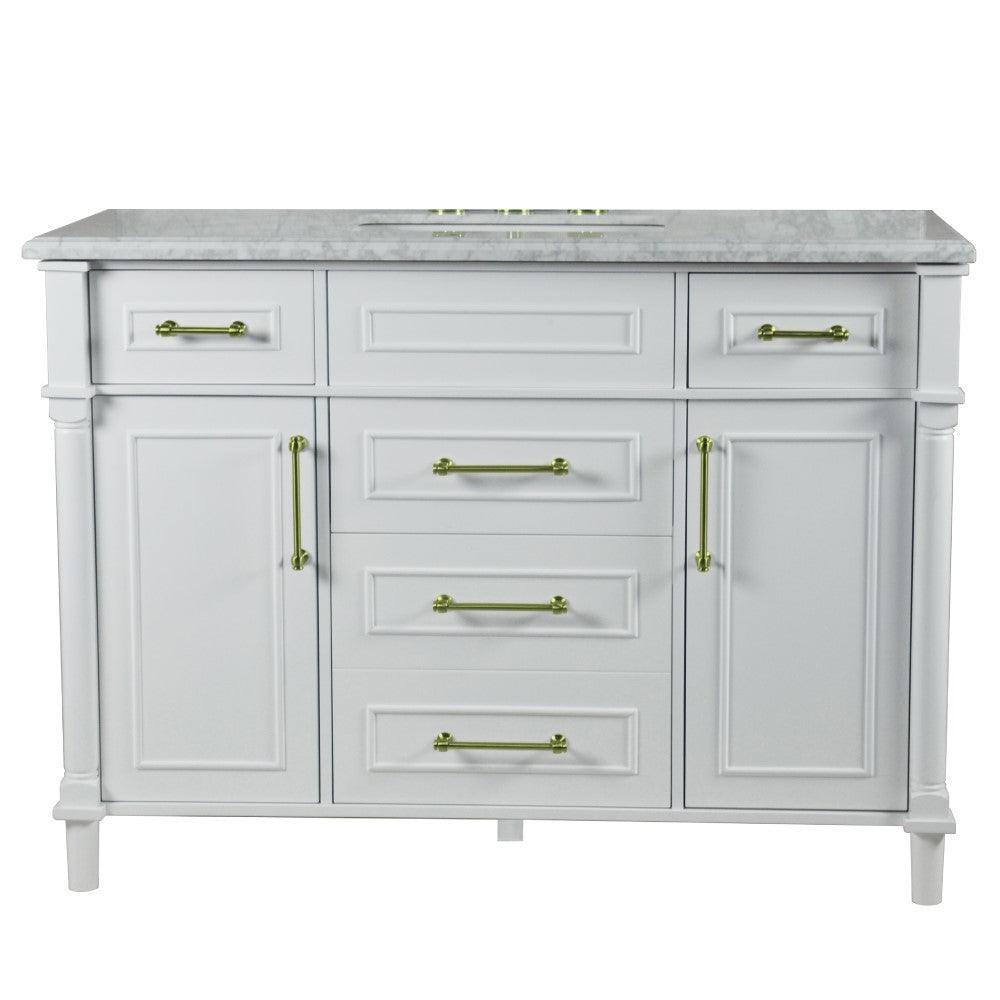 Bellaterra 48" Single Vanity with White Carrara Marble Top 800632-48SGD, White, Front