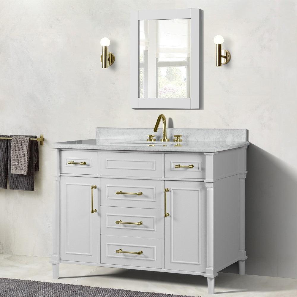 Bellaterra 48" Single Vanity with White Carrara Marble Top 800632-48SGD, White, Front