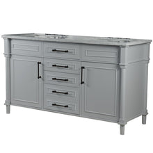Load image into Gallery viewer, Bellaterra 60&quot; Double Vanity with White Carrara Marble Top 800632-60DBL-LG-WH, Gray, Front