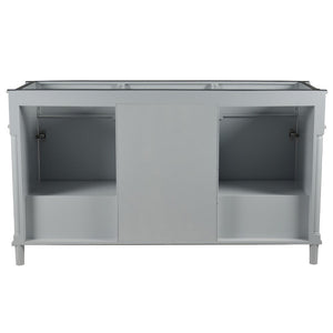 Bellaterra 60" Double Vanity with White Carrara Marble Top 800632-60DBL-LG-WH, Gray, Backside