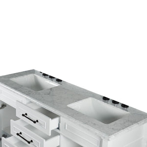 Bellaterra 60" Double Vanity with White Carrara Marble Top 800632-60DBL-LG-WH, White, Double Sink