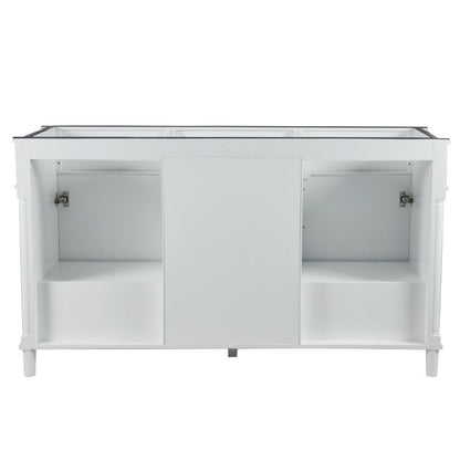 Bellaterra 60" Double Vanity with White Carrara Marble Top 800632-60DBL-LG-WH, White, Back Side