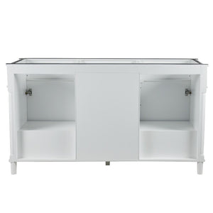 Bellaterra 60" Double Vanity with White Carrara Marble Top 800632-60DBL-LG-WH, White, Back Side