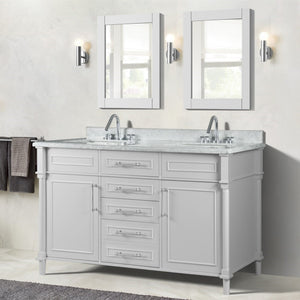 Bellaterra 60" Double Vanity with White Carrara Marble Top 800632-60DBN-LG-WH, White, Front