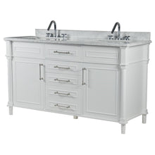 Load image into Gallery viewer, Bellaterra 60&quot; Double Vanity with White Carrara Marble Top 800632-60DBN-LG-WH, White, Front