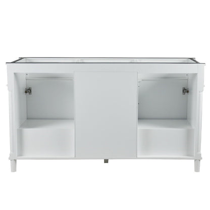 Bellaterra 60" Double Vanity with White Carrara Marble Top 800632-60DBN-LG-WH, White, Backside