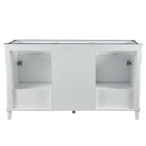 Bellaterra 60" Double Vanity with White Carrara Marble Top 800632-60DBN-LG-WH, White, Backside
