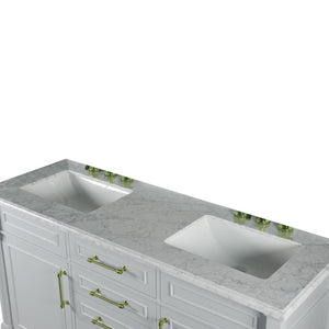 Bellaterra 60" Double Vanity with White Carrara Marble Top 800632-60DGD-LG-WH, Gray, Double Sink
