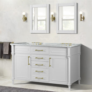 Bellaterra 60" Double Vanity with White Carrara Marble Top 800632-60DGD-LG-WH, White, Front