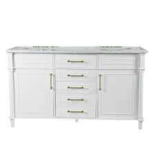 Load image into Gallery viewer, Bellaterra 60&quot; Double Vanity with White Carrara Marble Top 800632-60DGD-LG-WH, White, Front