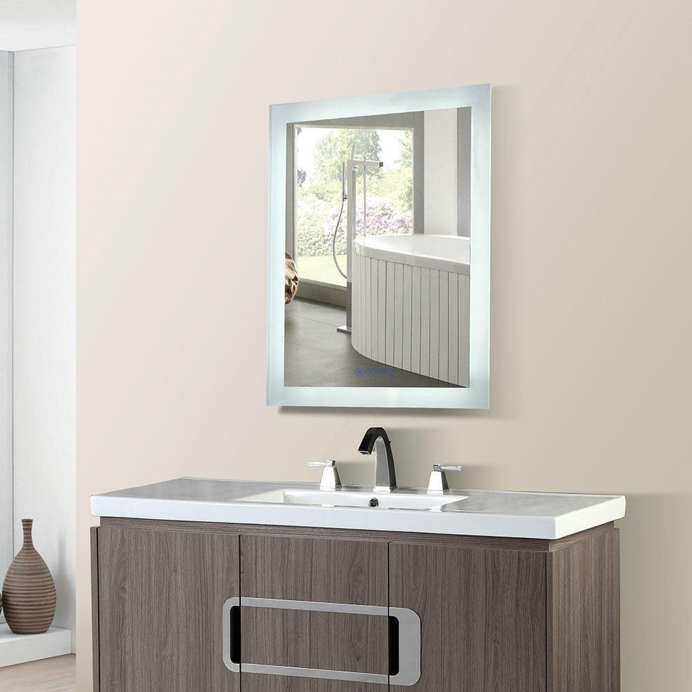 Bellaterra 24 in. Rectangular LED Bordered Illuminated Mirror with Bluetooth Speakers, Front
