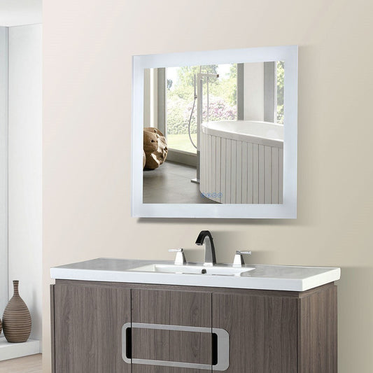 Bellaterra 30 in. Rectangular LED Bordered Illuminated Mirror with Bluetooth Speakers 801071-M-30, Front