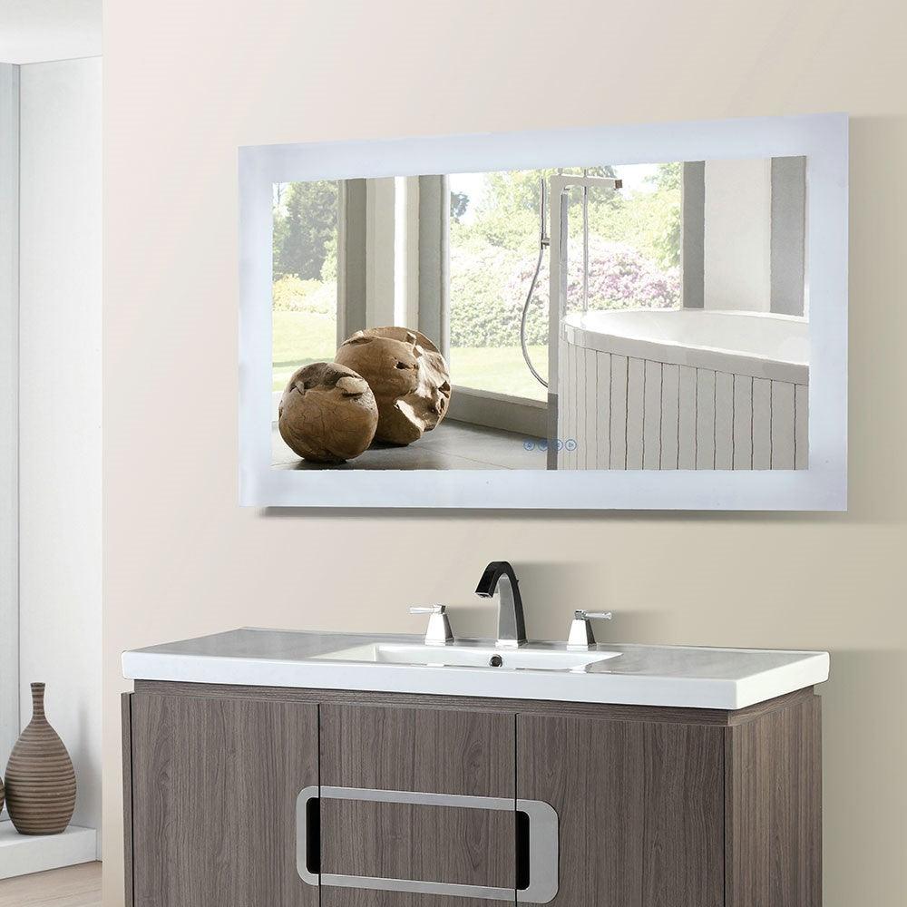Bellaterra 48 in. Rectangular LED Bordered Illuminated Mirror with Bluetooth Speakers 801071-M-48, Front