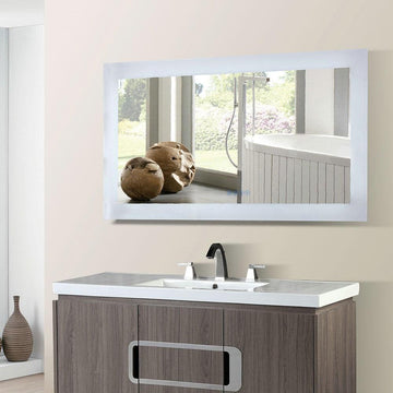 Bellaterra 48 in. Rectangular LED Bordered Illuminated Mirror with Bluetooth Speakers 801071-M-48, Front