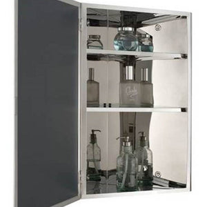 Bellaterra 11 in Stainless Steel Corner Mirror Cabinet 801102-MC, Open