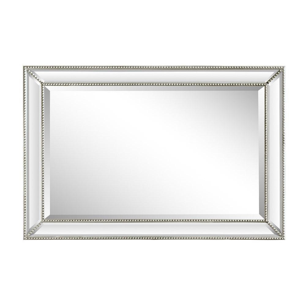 Bellaterra 24 in. Rectangle Silver Beaded Frame Mirror 802032-M, Sideview