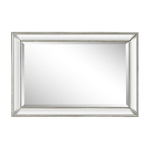 Bellaterra 24 in. Rectangle Silver Beaded Frame Mirror 802032-M, Front