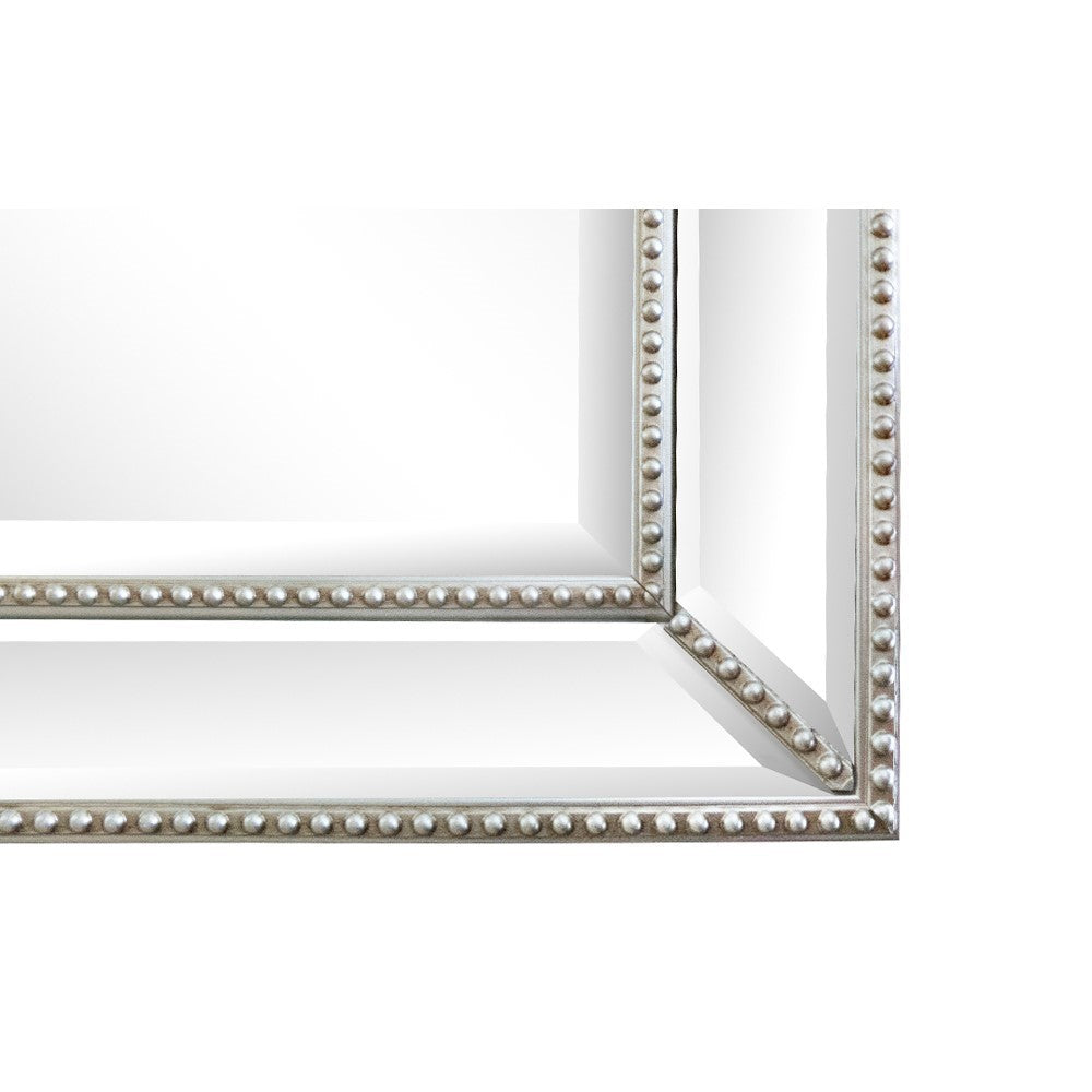 Bellaterra 24 in. Rectangle Silver Beaded Frame Mirror 802032-M, Frame Corner