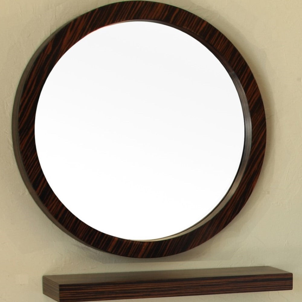 Bellaterra 21.7 in Round Mirror-Wood-Ebony-Zebra 804338-MIRROR, Front