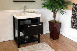 Bellaterra 27.5" Single Sink modern Vanity-Wood Black 804353-B