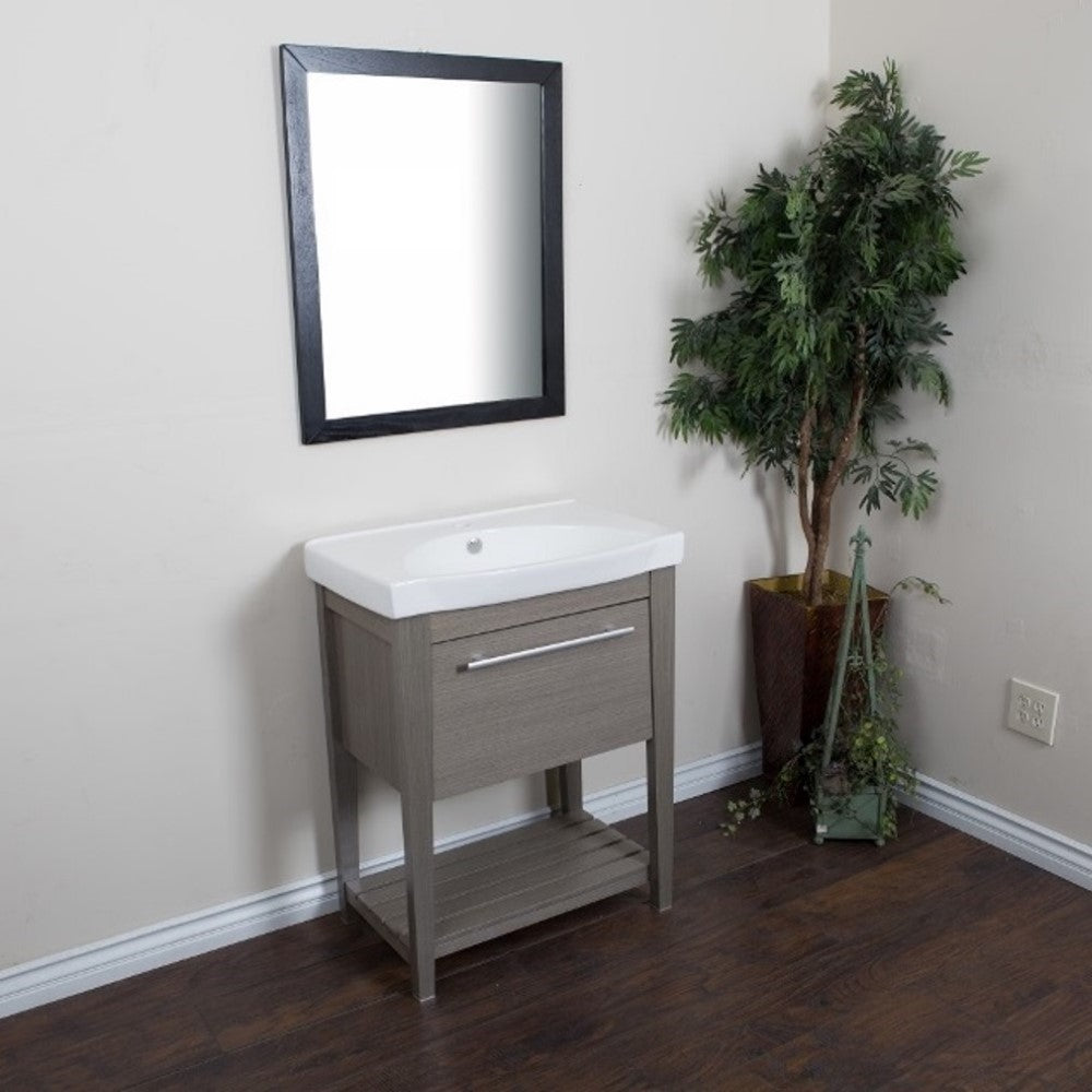 Bellaterra 27.5 in Single Sink Vanity-Wood, Gray