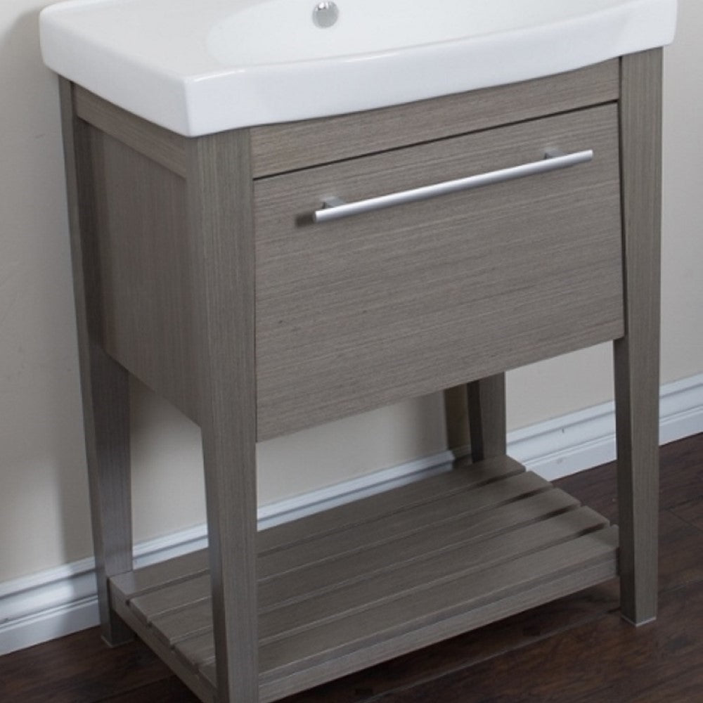 Bellaterra 27.5 in Single Sink Vanity-Wood, Gray