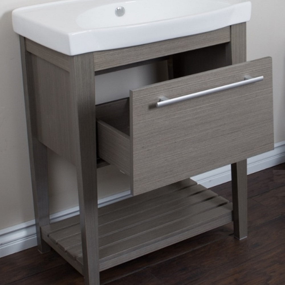 Bellaterra 27.5 in Single Sink Vanity-Wood, Gray