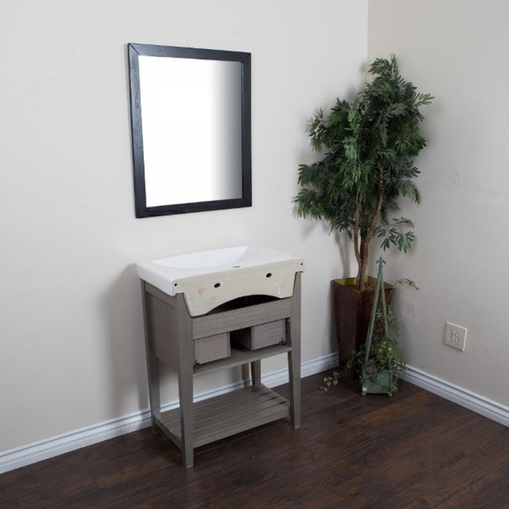 Bellaterra 27.5 in Single Sink Vanity-Wood, Gray