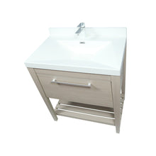 Load image into Gallery viewer, 31.5&quot; Single Sink Neutural or Light Gray finish Vanity, White Ceramic Top, lower open shelf