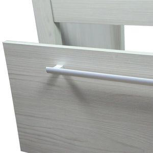 31.5" Single Sink Neutural or Light Gray finish Vanity, White Ceramic Top, lower open shelf