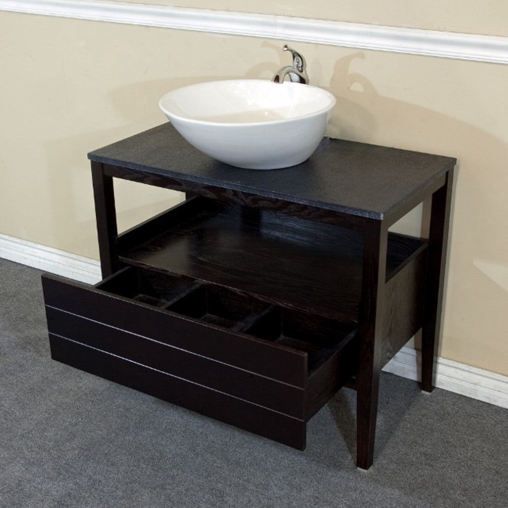 Bellaterra 35.5 in Single Sink Vanity-Wood-Black 804357-BL, Open