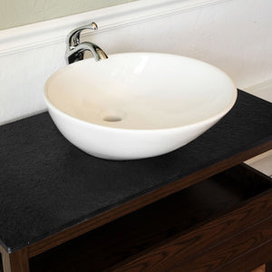 Bellaterra 35.5 in Single Sink Vanity-Wood-Dark Walnut 804357, Top Sink