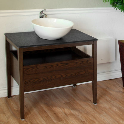 Bellaterra 35.5 in Single Sink Vanity-Wood-Dark Walnut 804357, Front