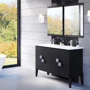 Bellaterra 48 in Double Sink Vanity-Wood 804366-D-BL-W, Black, Front