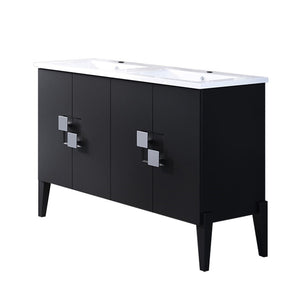 Bellaterra 48 in Double Sink Vanity-Wood 804366-D-BL-W, Black, Front