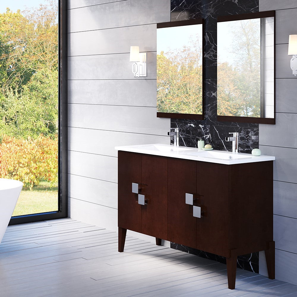 Bellaterra 48 in Double Sink Vanity-Wood 804366-D-BL-W, Walnut, Front