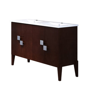 Bellaterra 48 in Double Sink Vanity-Wood 804366-D-BL-W, Walnut, Front