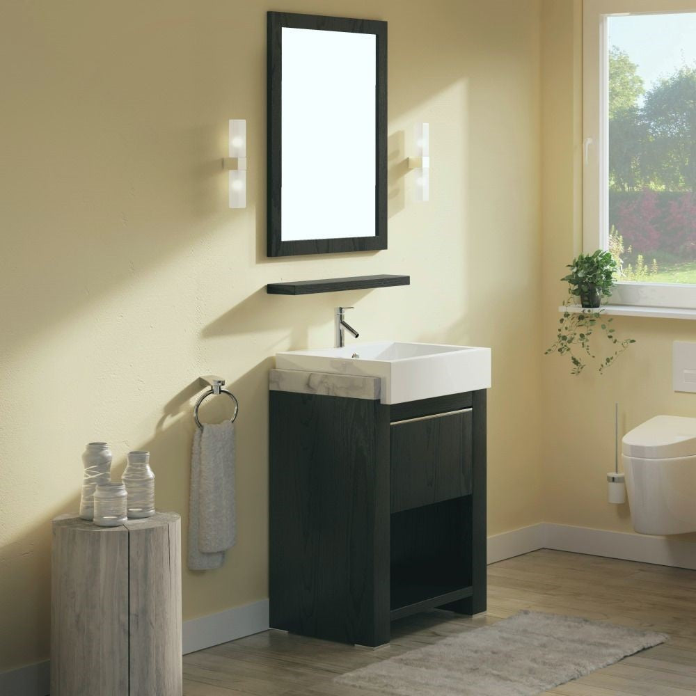 Bellaterra 24" Black Oak Wood Single Rectangular Sink Vanity 804375A-24-BL