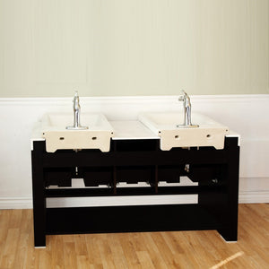 Bellaterra 57.75 in Double Sink Vanity-Wood-Black 804375A-BL, Backside
