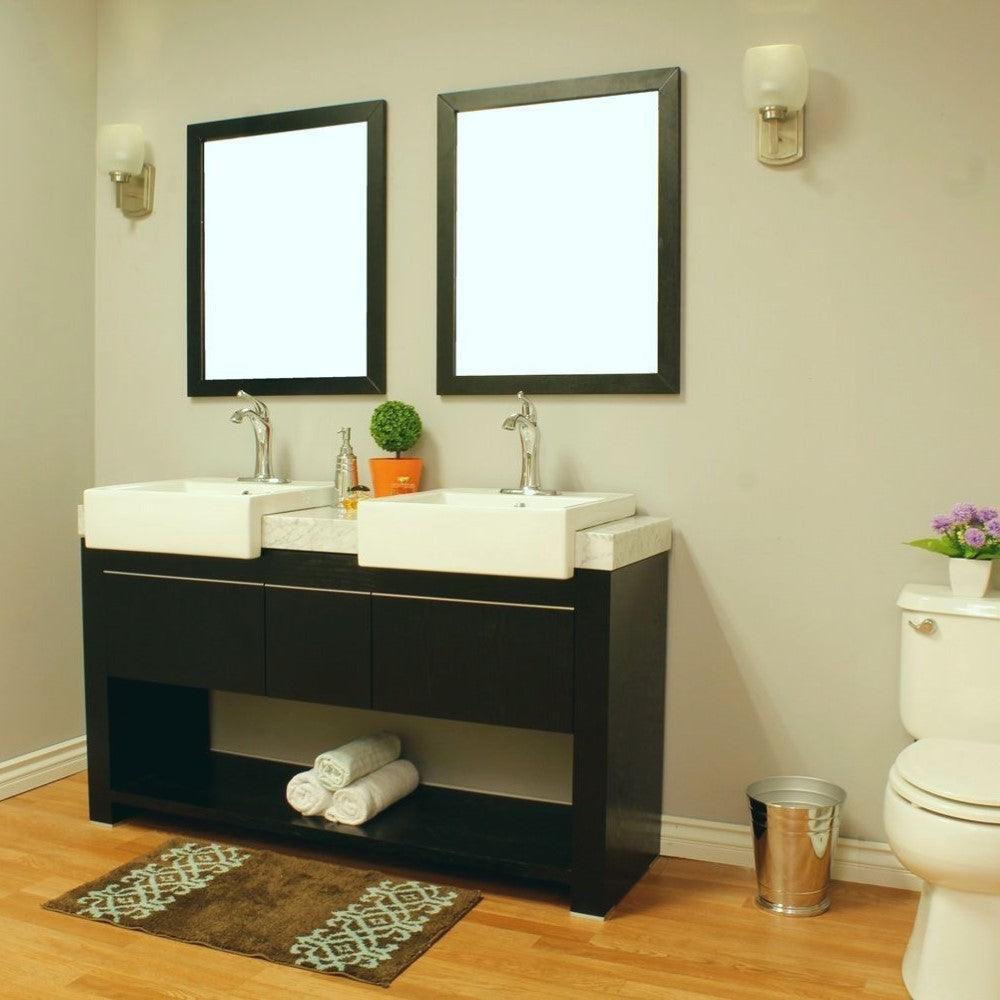 Bellaterra 57.75 in Double Sink Vanity-Wood-Black 804375A-BL, Front