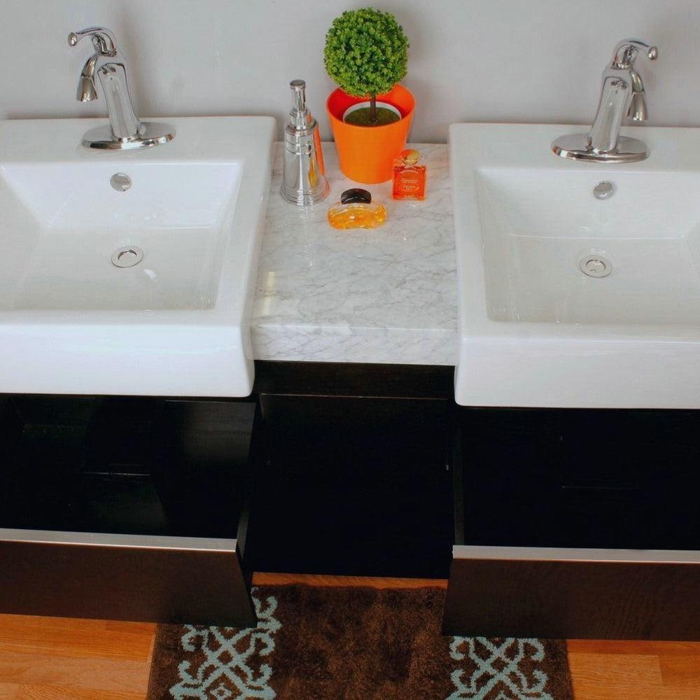 Bellaterra 57.75 in Double Sink Vanity-Wood-Black 804375A-BL, Double Sink