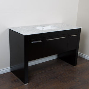 Bellaterra 55.3 in Single Sink Vanity 804380, Black / White marble / Rectangle