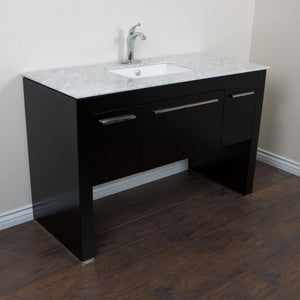 Bellaterra 55.3 in Single Sink Vanity 804380, Black / White marble / Rectangle