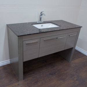 Bellaterra 55.3 in Single Sink Vanity 804380, Gray / Baltic brown / Rectangle