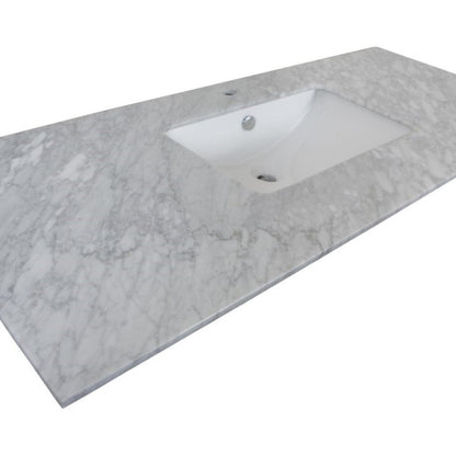 Bellaterra 55.3 in Single Sink Vanity 804380, Gray / White marble / Rectangle