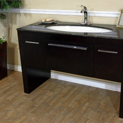 Bellaterra 55.3 in Single Sink Vanity 804380, Dark walnut / Baltic brown / Leaf