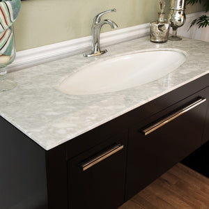 Bellaterra 55.3 in Single Sink Vanity 804380, Dark walnut / White marble / Leaf