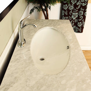 Bellaterra 55.3 in Single Sink Vanity 804380, Dark walnut / White marble / Leaf